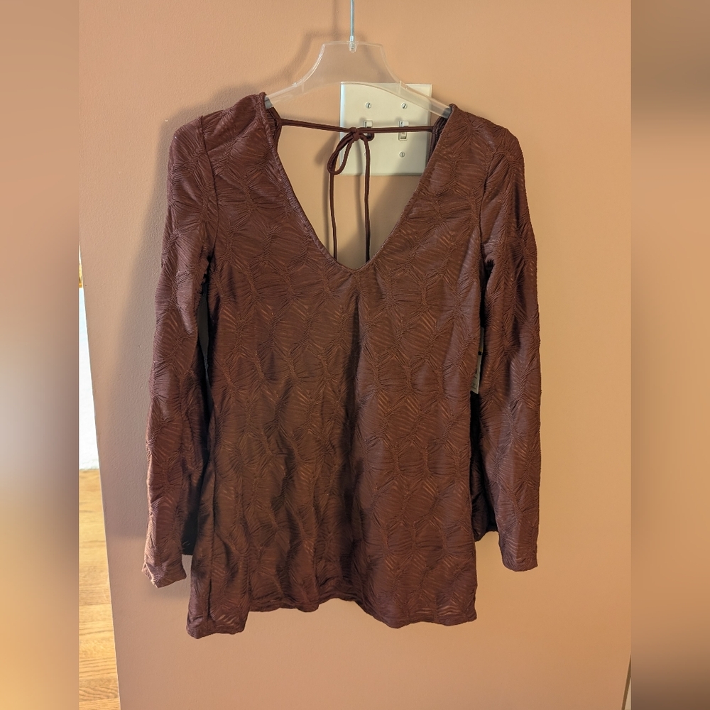 Elegant Brown Textured Women's Top